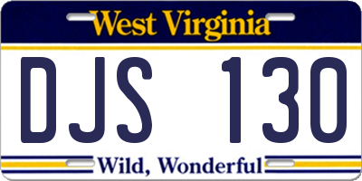 WV license plate DJS130