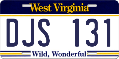 WV license plate DJS131