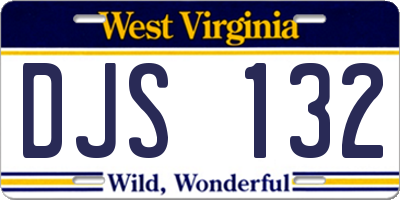 WV license plate DJS132