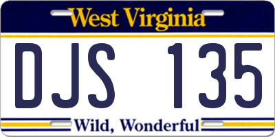 WV license plate DJS135