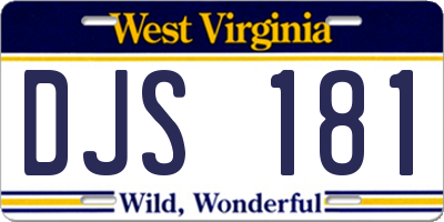 WV license plate DJS181