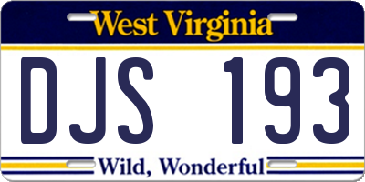 WV license plate DJS193