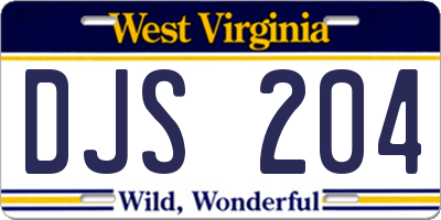 WV license plate DJS204