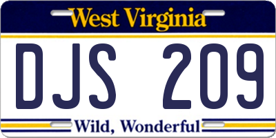 WV license plate DJS209