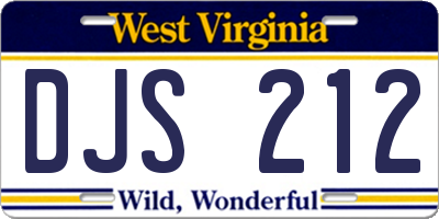 WV license plate DJS212