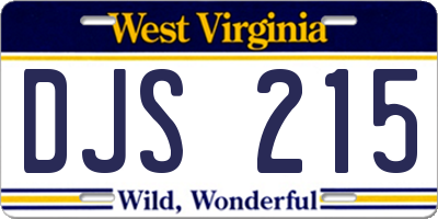 WV license plate DJS215