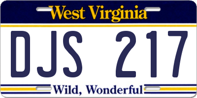 WV license plate DJS217