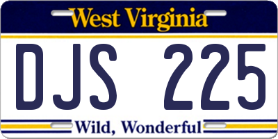 WV license plate DJS225