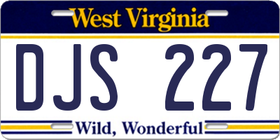 WV license plate DJS227