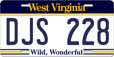 WV license plate DJS228