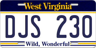 WV license plate DJS230