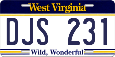 WV license plate DJS231