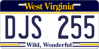 WV license plate DJS255