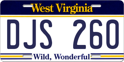 WV license plate DJS260
