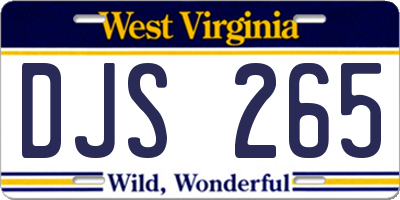 WV license plate DJS265