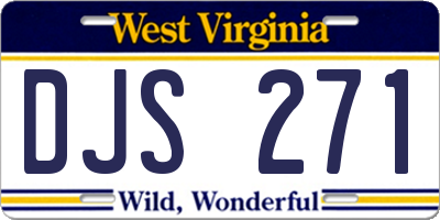 WV license plate DJS271