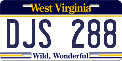 WV license plate DJS288