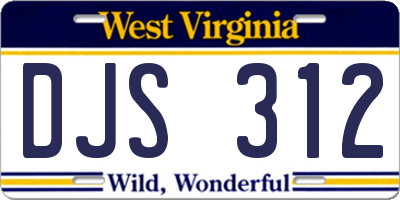 WV license plate DJS312