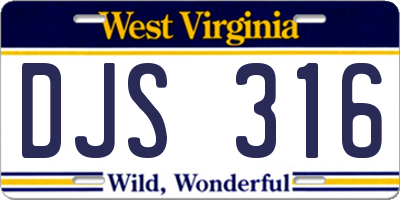 WV license plate DJS316