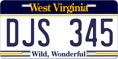 WV license plate DJS345