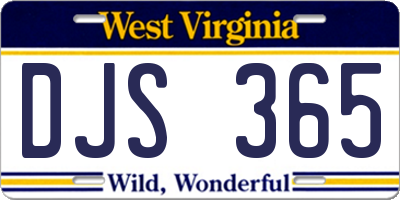 WV license plate DJS365