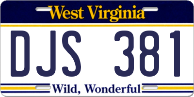 WV license plate DJS381