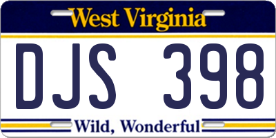 WV license plate DJS398