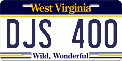 WV license plate DJS400