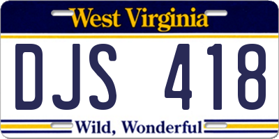 WV license plate DJS418