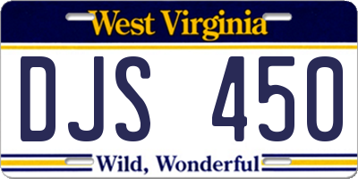 WV license plate DJS450