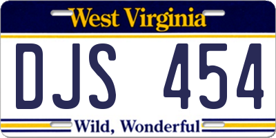 WV license plate DJS454