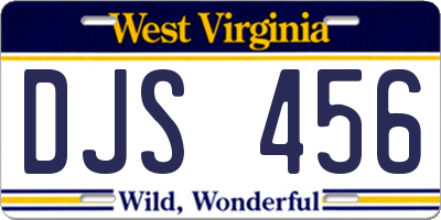 WV license plate DJS456