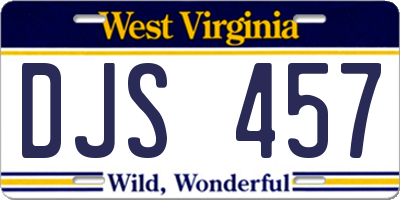 WV license plate DJS457