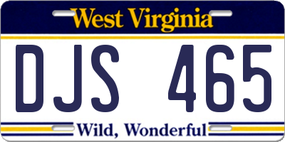 WV license plate DJS465