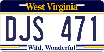 WV license plate DJS471
