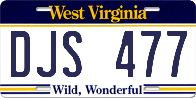 WV license plate DJS477