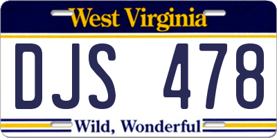 WV license plate DJS478