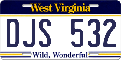 WV license plate DJS532