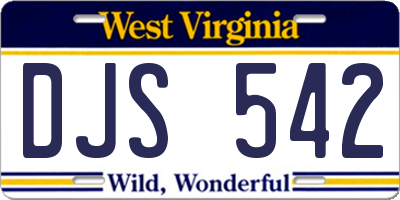 WV license plate DJS542