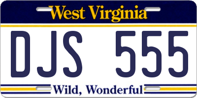 WV license plate DJS555