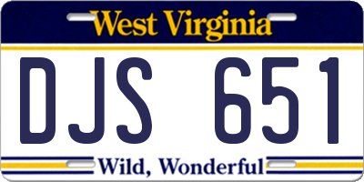 WV license plate DJS651