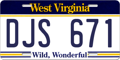 WV license plate DJS671