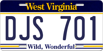 WV license plate DJS701