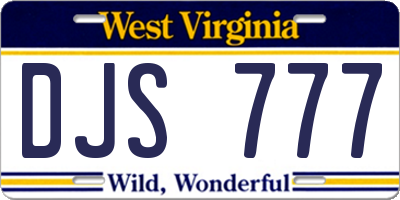 WV license plate DJS777