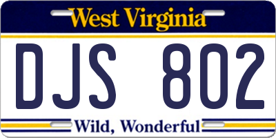 WV license plate DJS802