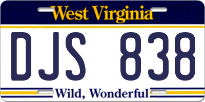 WV license plate DJS838