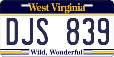 WV license plate DJS839