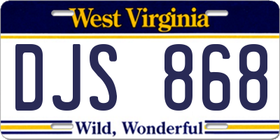 WV license plate DJS868