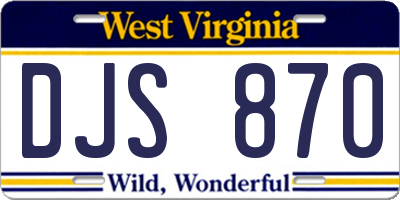 WV license plate DJS870