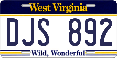 WV license plate DJS892